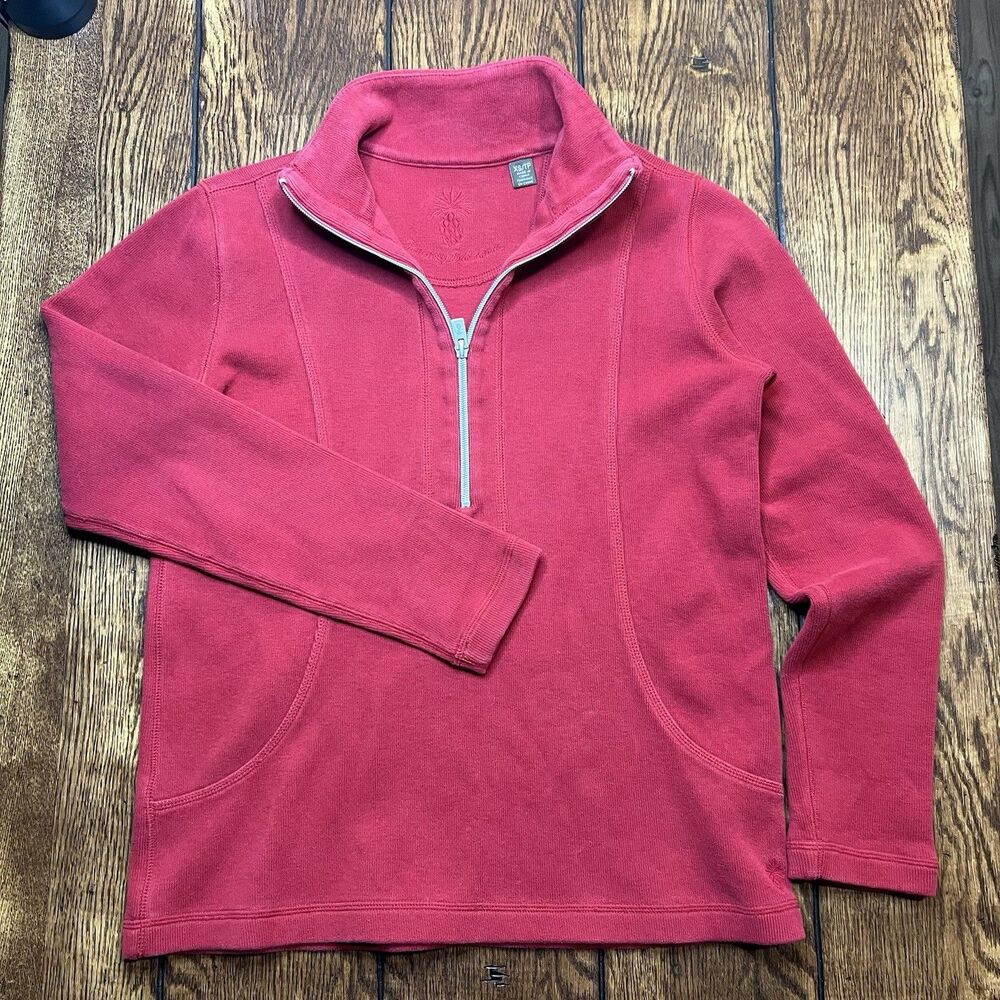 Tommy Bahama Sweater Womens XS Pink Quarter Zip Beach Basic Everyday Mock Neck